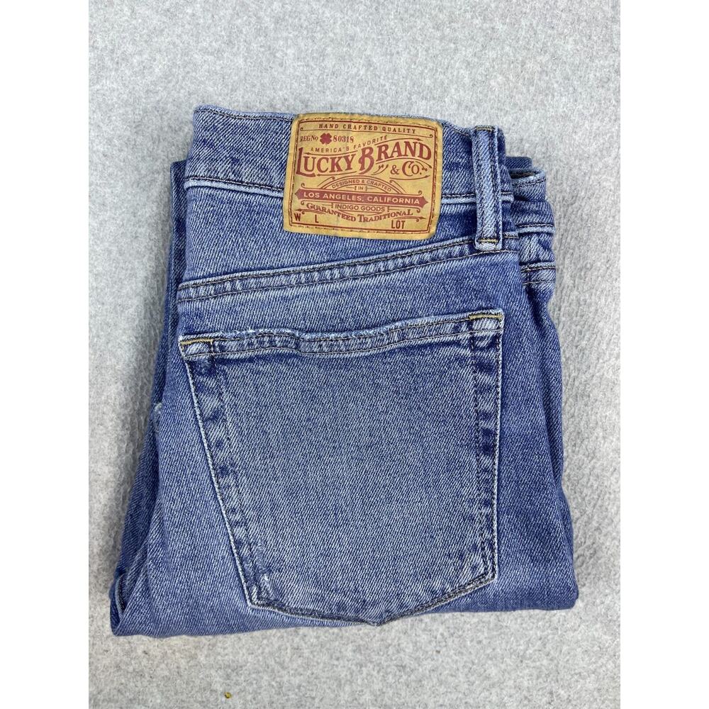 Lucky Brand Jeans Womens 2/26 Blue Authentic Straight Crop Ankle‎ Mid Distressed